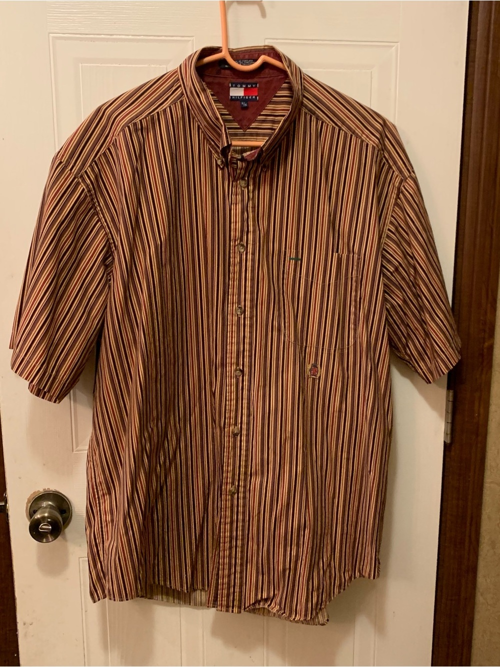 Vintage Tommy Hilfiger Striped Short Sleeve Button Down Shirt XL Cotton